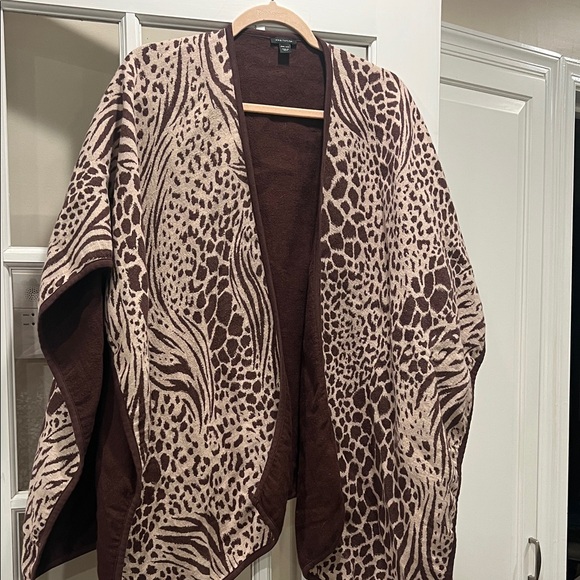 Ann Taylor Sweaters - Ann Taylor Brown and Cream Animal Print Poncho